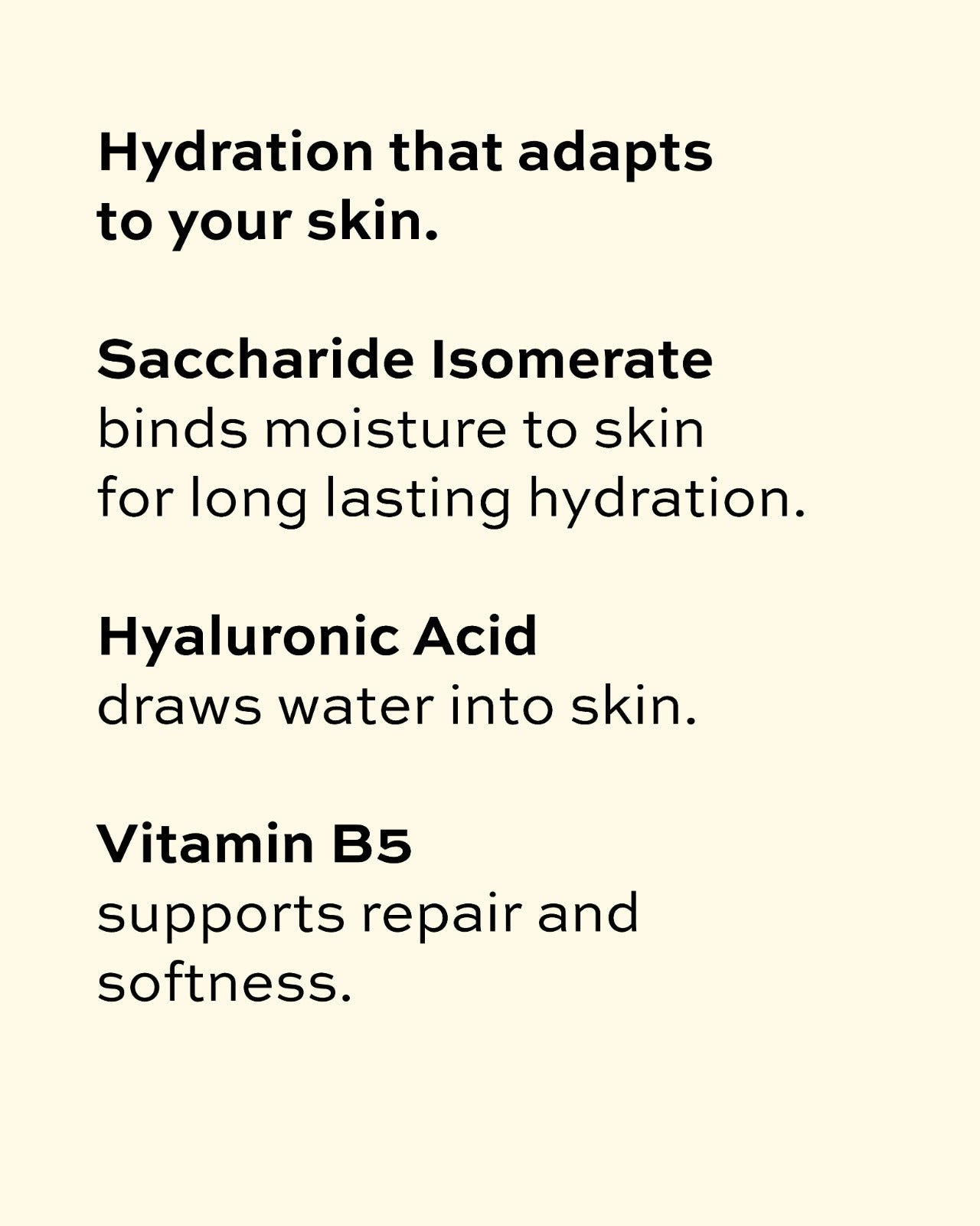 Text describing hydration ingredients for Soak Studio Foaming body lotion on a beige background